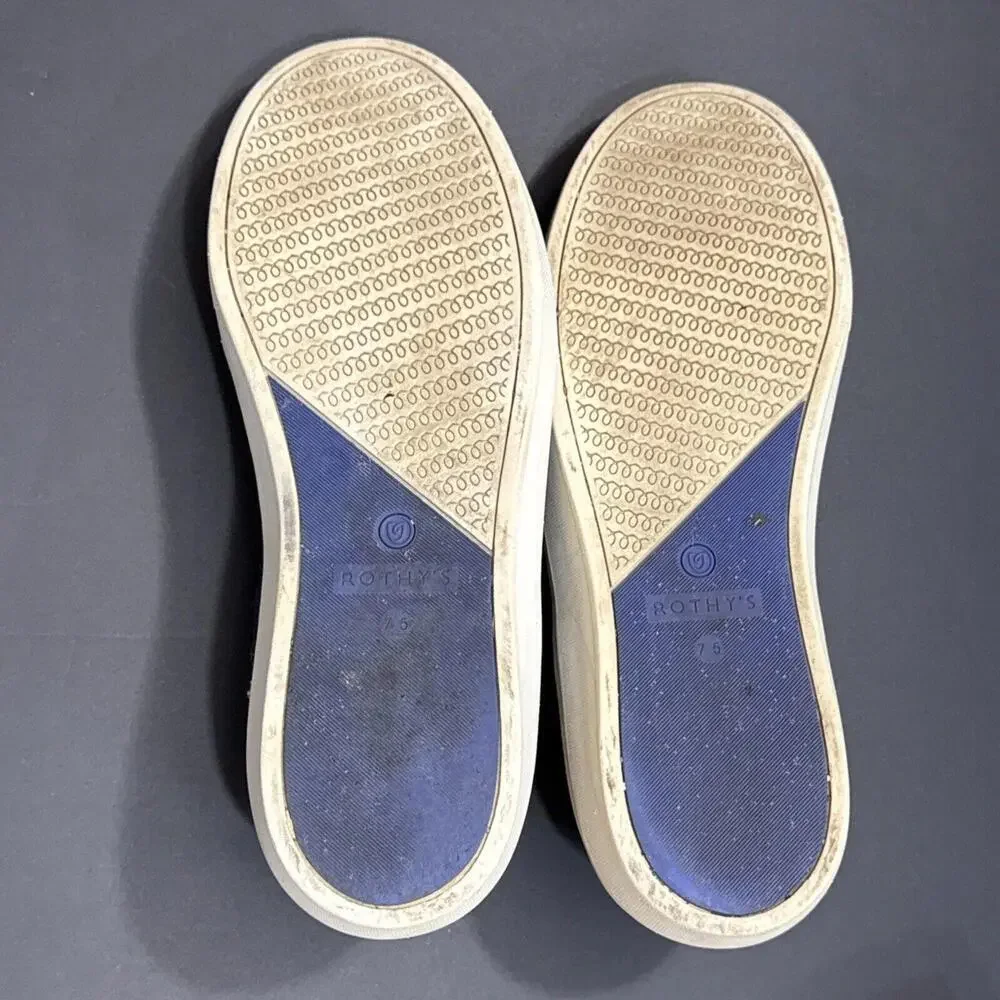 Rothys Navy Blue Classic Slide Sneakers Preppy‎ Quiet Luxury Designer 7.5 Women